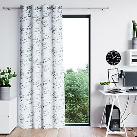 SERENITY függöny fehér szín nyomtatott növényi motívum klasszikus stílus ezüst fém karikák