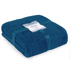SHLEEPY ágytakaró indigo színben, jacquard mintás, klasszikus stílusú, 130x180
