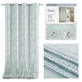 SILVERLEAVES függöny menta szín nyomtatott glamour stílus ezüst ringlik bársony 140x245 AmeliaHom