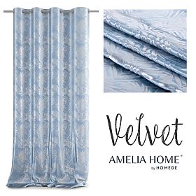 SILVERLEAVES FÜGGÖNY világoskék szín nyomtatott glamour stílus ezüst ringlik bársony 140x245 AmeliaH