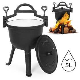 Smalíř öntöttvas zománcozott 5L álló fazék vadász tábori grill MultiGarden, MultiGarden