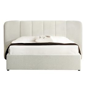 Snoovia kárpitozott ágy 160x200 cm, ráccsal és tárolóhellyel, világos bézs