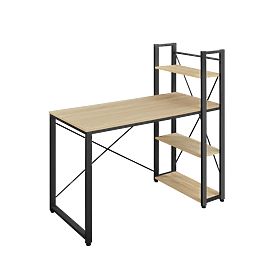 Számítógépasztal polccal és állítható lábakkal sonoma tölgy, LEOBERT
