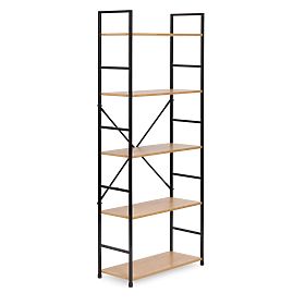 Széles, modern, 5 polcos fa LOFT polc, MODERNHOME