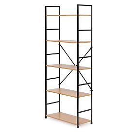 Széles, modern, 5 polcos fa LOFT polc, MODERNHOME