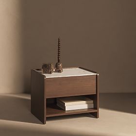Tanami éjjeliszekrény villa dió, Crystal márvány, lekerekített