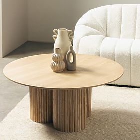 Vesby kerek dohányzóasztal 100 cm, természetes tölgy, kőris, lamellák, lectus
