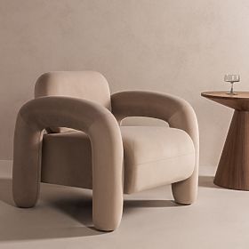 Vico relaxációs fotel, világos bézs, bársony