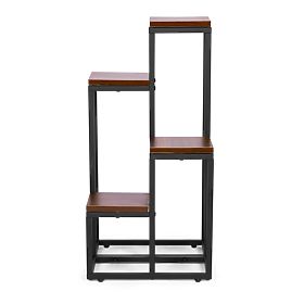Virágállvány, virágpolc, díszpolc 4 polccal, fém, MDF, sötét dió, ModernHome