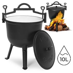 Zománcozott öntöttvas bogrács 10L álló vadász üst tűzrakó grill MultiGarden, MultiGarden
